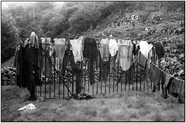 Drying gear on the rain-gauge railings