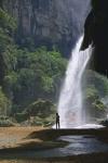 El Aguacero waterfall at the start of the canyon, a subterranean river cave resurgence