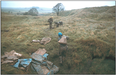 Spoil hauled out to the surface, photo G Barton 1982 but the method was the same in the 60's and 70's