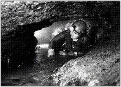 Denise Knibbs in the streamway, photo C Howes